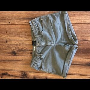 Denim green shorts 4 inch inseam